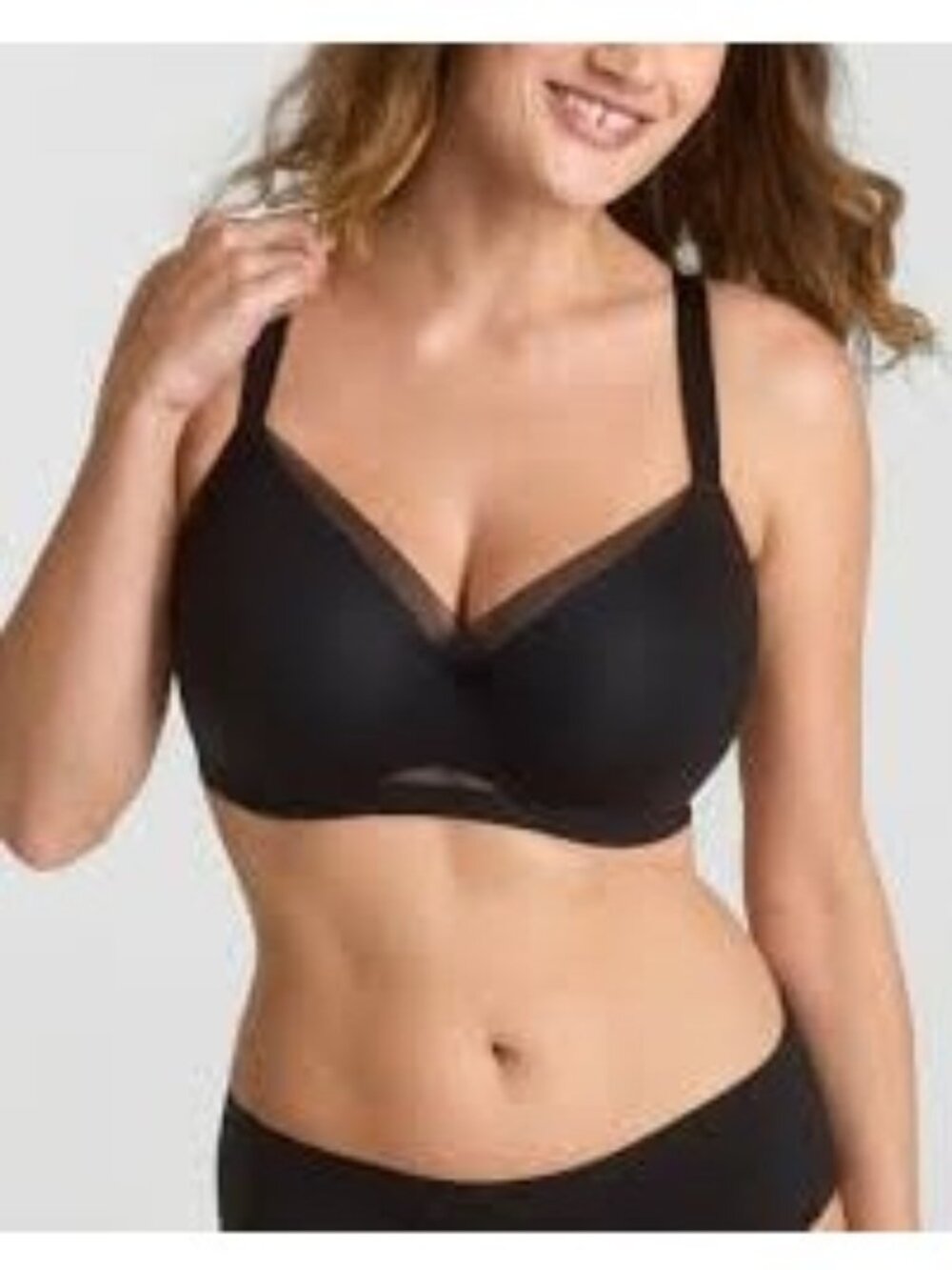 Honeylove Crossover Wireless Bra Black Nude Size 40BMesh